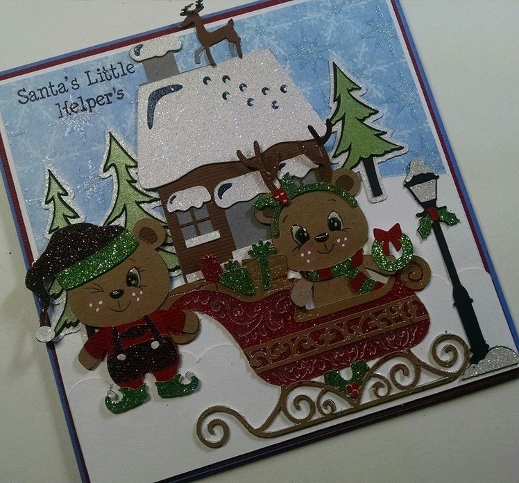 2014 #13 Teddy Bear Christmas Scene Cards Santa's Little Helper