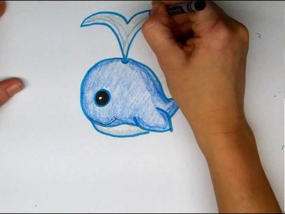 Drawing: How To Draw a Cute Cartoon Whale - Easy - Step by Step Tutorial.