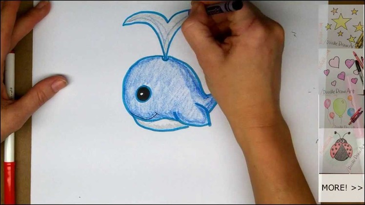 Drawing: How To Draw a Cute Cartoon Whale - Easy - Step by Step Tutorial.