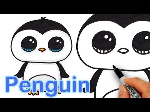 How to Draw a Cute Cartoon Penguin Easy step by step