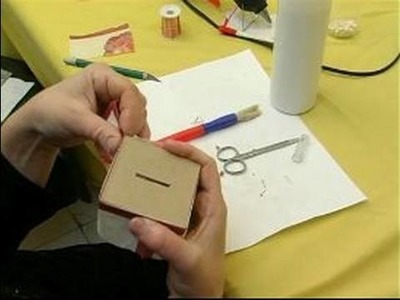 Making a Decoupage Piggy Bank : Gluing on Top of the Box for Decoupage Piggy Bank