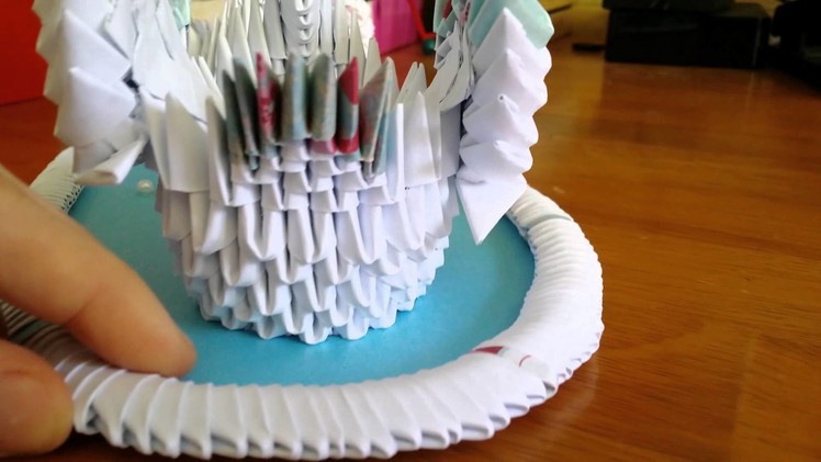 3D origami wedding gift. Swan lake