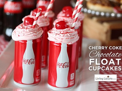 Cherry Coke Float Chocolate Cupcakes | Living Locurto Easy Party Dessert