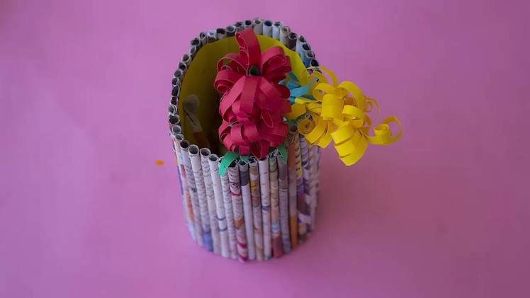 DIY Paper roll Basket or Paperroll Pen Stand by SrujanaTV