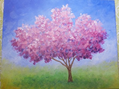 Easy Impressionist Cherry Blossom Tree | Live Full Acrylic Painting Lesson | #ColoroftheYearArt