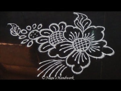 Free Hand Rangoli Design - Free Hand Kolam Design-Rangoli Design with Flower  By Nagu's Handwork