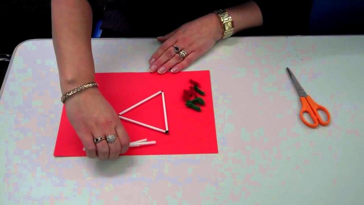 How to make 4 equilateral triangles using 6 art straws