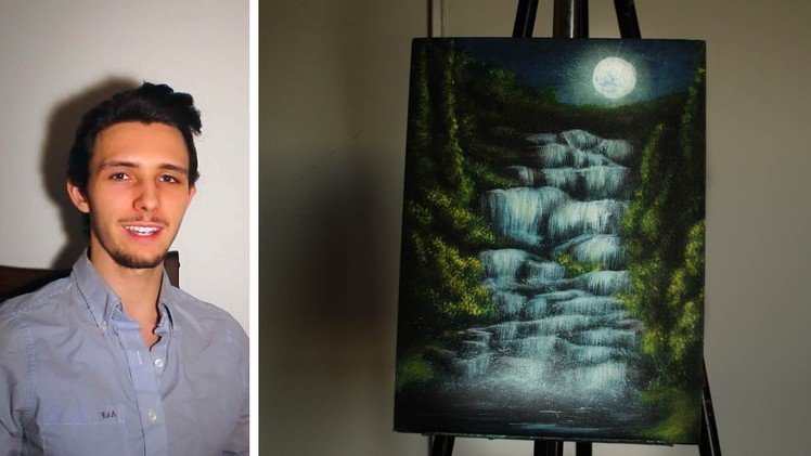 How to paint a waterfall in a moonlit forest! A basic speed painting tutorial of a waterfall