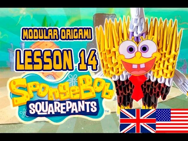 MODULAR ORIGAMI  LESSON №14  Sponge Bob Square Pants