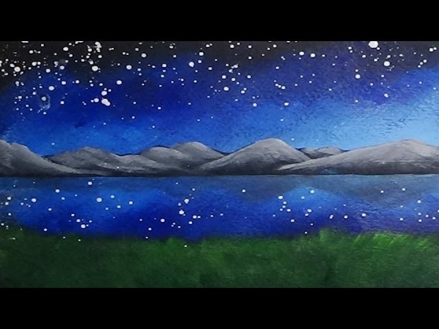 Simple Mountain Sunset Acrylic Painting