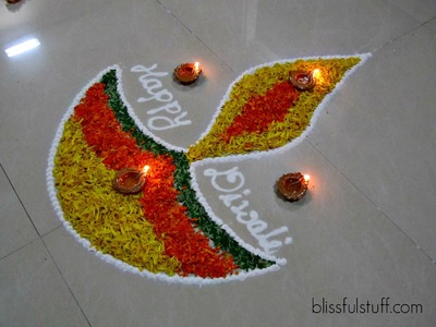 Diwali Special - Diya Rangoli Design with marigold flowers, How to make rangoli with flowers-V