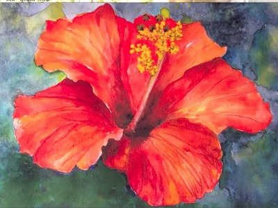 Easy, step-by-step Tutorial, How to paint Hibiscus flower in Watercolor