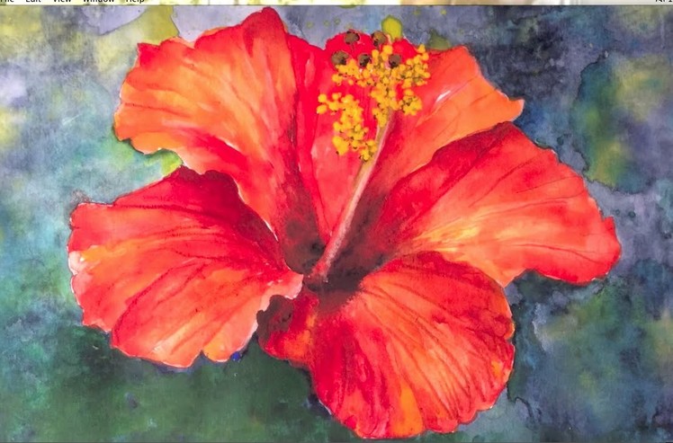 Easy, step-by-step Tutorial, How to paint Hibiscus flower in Watercolor