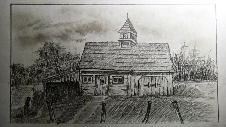 How to draw an old barn (old farm house) - Part 1