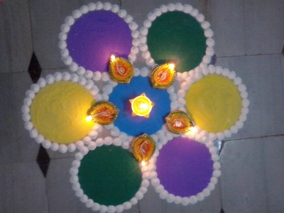 Karthika Pournami. Diwali Special : Colorful diya Rangoli