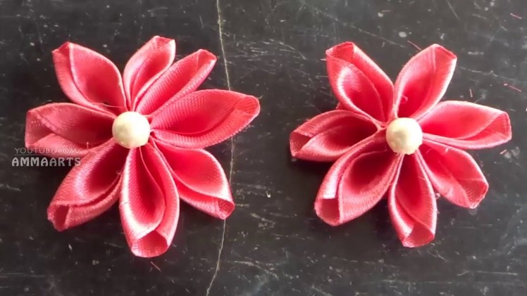 Ribbon Flower - Ribbon arts - Ribbon Crafts  -by  Amma Arts