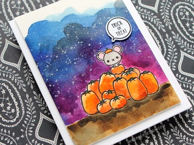 Watercolor Halloween Card (feat. Mama Elephant stamps)