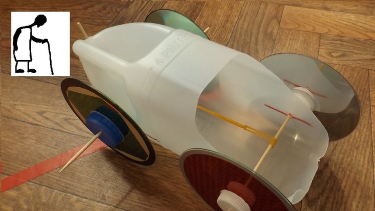 Rubber Band Powered Milk Bottle Car