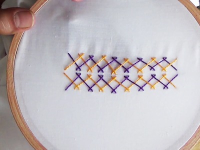 Hand Embroidery: Double Herringbone Stitch