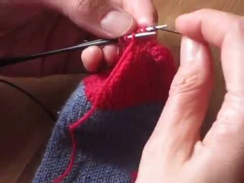 Kitchener stitch o remallado de puntera de calcetín top down