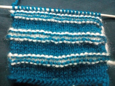 Knitting design for absolute beginner - char ulti silai ka design with two colour twist