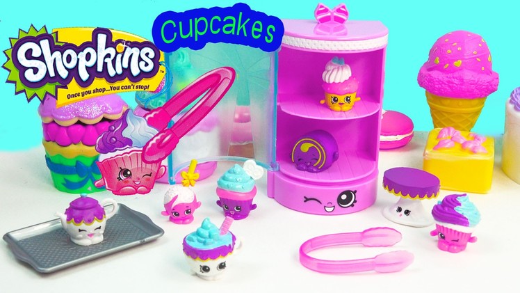 Shopkins Season 3 Playset Cupcake Collection Food Fair Exclusive Cake Pop Display Toy Video Unboxing