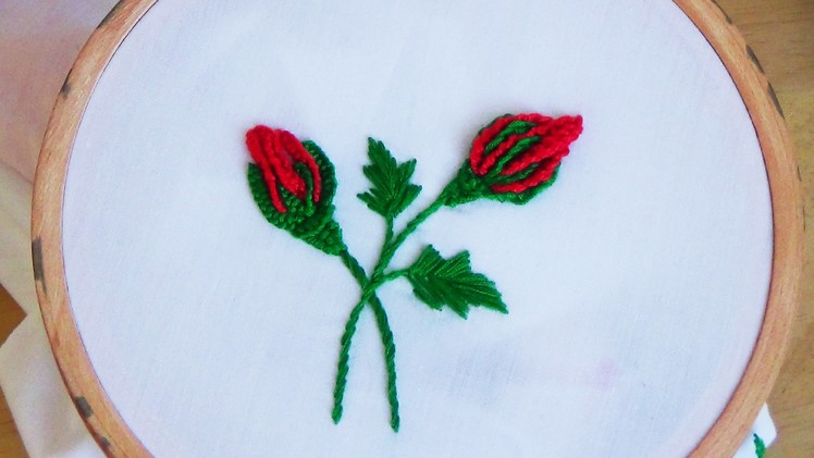 Hand Embroidery: Rosebuds (bar blanket stitch)