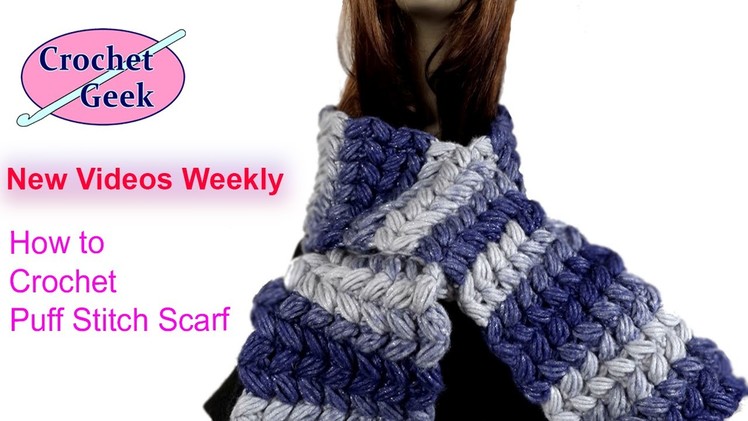 How to #Crochet Slanted Puff Stitch Scarf Tutorial Right Hand