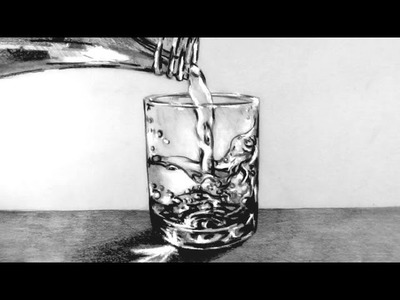 How to Draw a Glass of Water with water pouring into it: Narrated