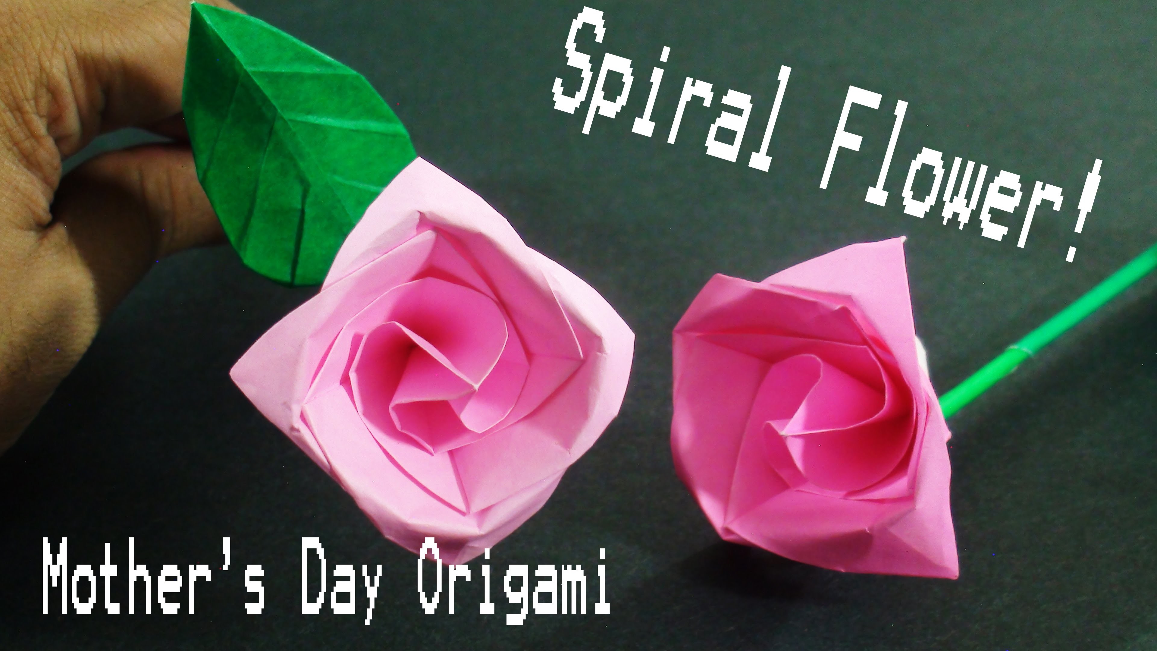 How to make a Paper Flower for Mothers Day (Origami Spiral Flower Paper