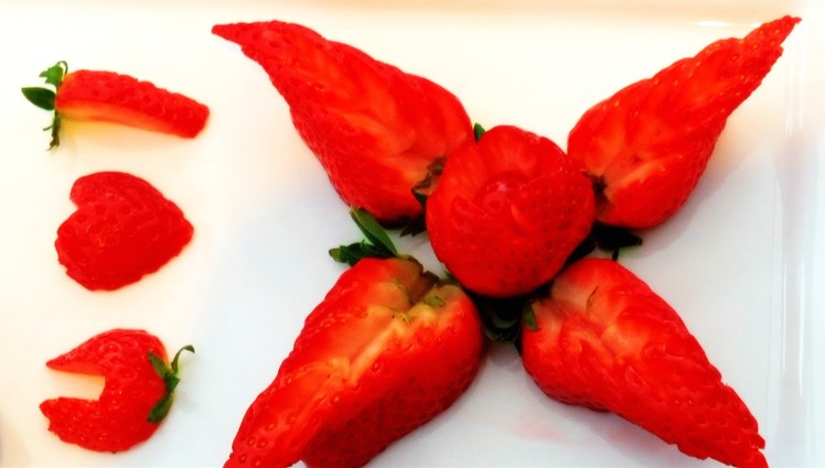 How to Make Strawberry Decoration | Strawberries Art | Fruit Carving Strawberry Garnishes