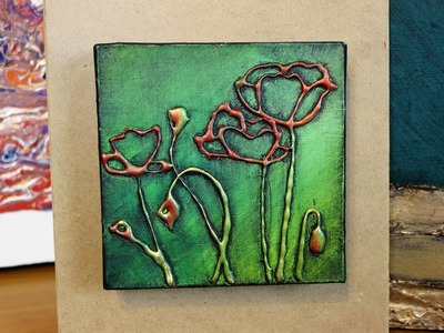 How to Paint POPPIES with HOT GLUE TEXTURE