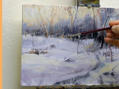 How to Paint Winter Snow - Art Class Oil Painting Demo by Bill Inman