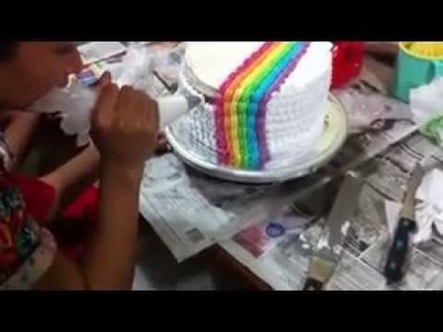 Rainbow cake simple decoration