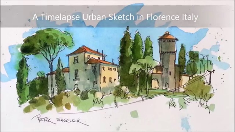 An Urbansketch in Italy. Timelapse painted on location in Florence