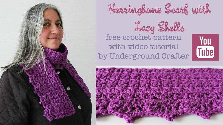 Herringbone Scarf with Lacy Shells crochet tutorial