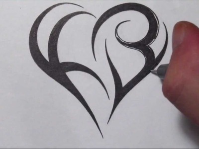 How To Create a Heart Using Letters - Tribal Initials Tattoo Design