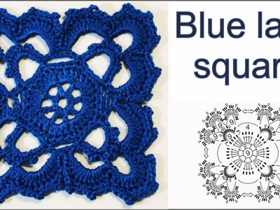 How to  crochet Lace square BLUE LACE SQUARE