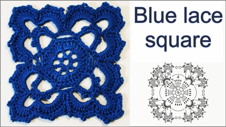 How to  crochet Lace square BLUE LACE SQUARE
