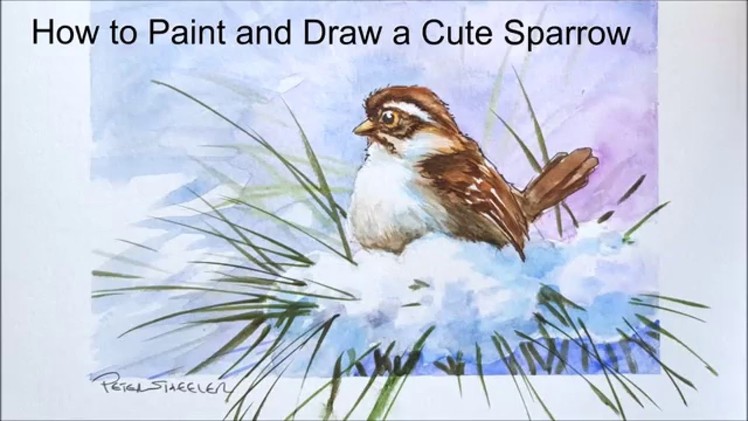 How to paint a cute little Sparrow. Winter bird painting tutorial. With Peter Sheeler