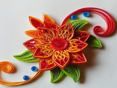 Quilling flowers | how to make flowers with paper step by step I Quilling orange.red Flower