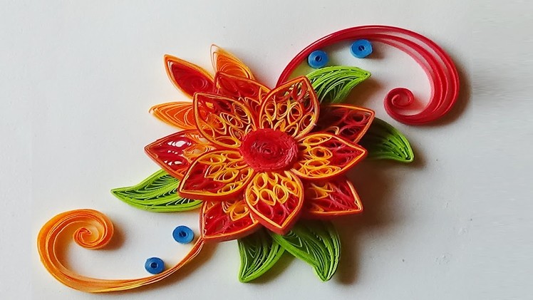 Quilling flowers | how to make flowers with paper step by step I Quilling orange.red Flower