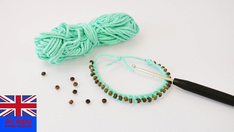 TURQUOISE BEADS BRACELET! Crocket a bracelet with beads through