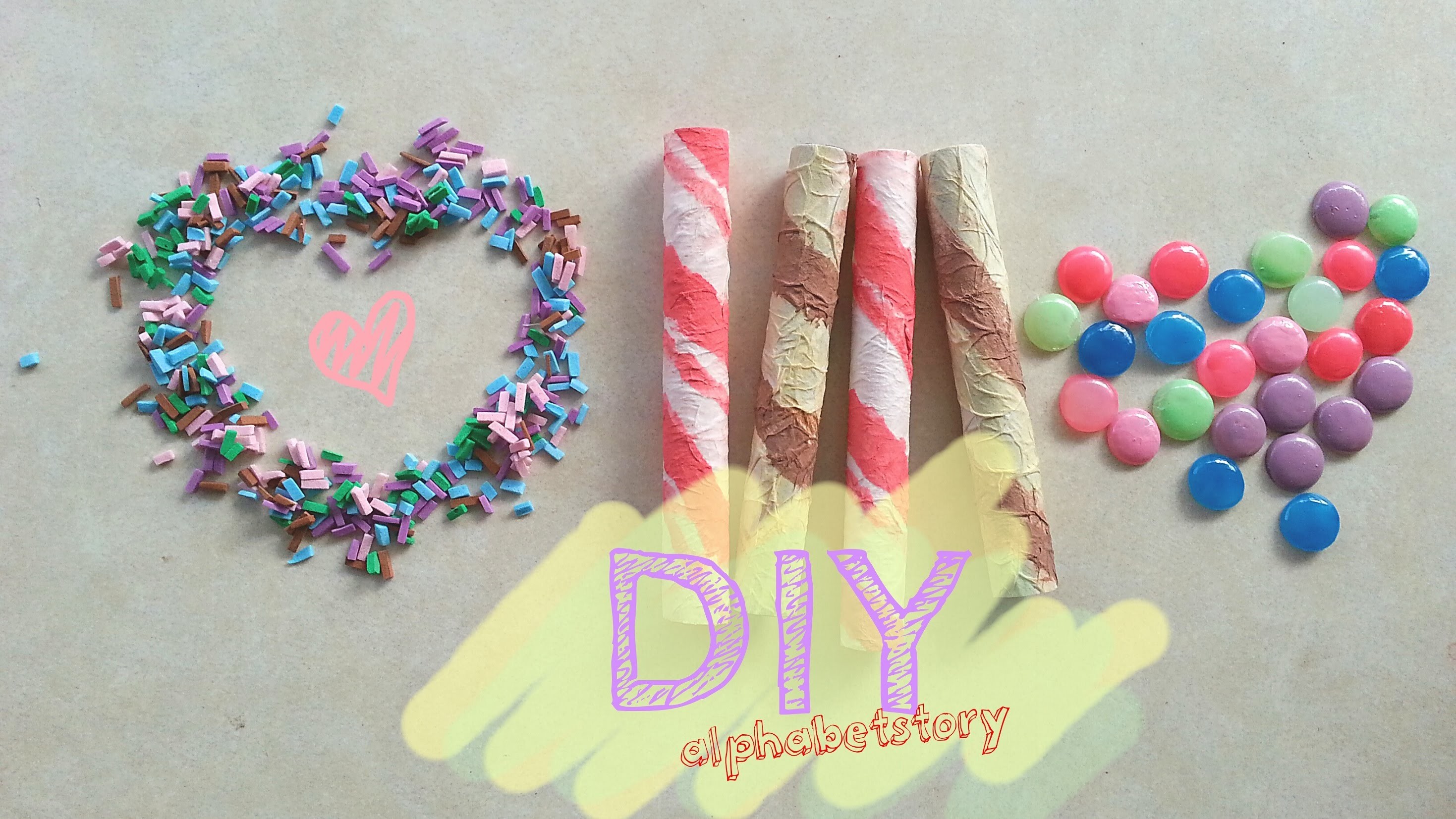 DIY Craft: Ice Cream Topper (wafer stick, m&m's, sprinkles) NO POLYMER CLAY | alphabetstory
