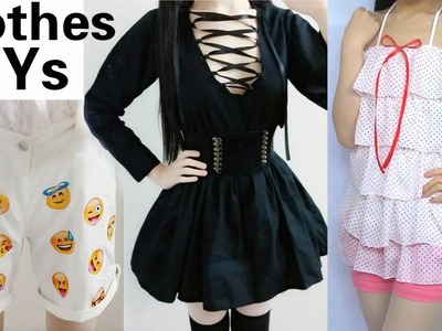 3 Easy Clothes DIYs: DIY Lace up Dress + DIY Chiffon Ruffle Top + DIY Emoji Shorts