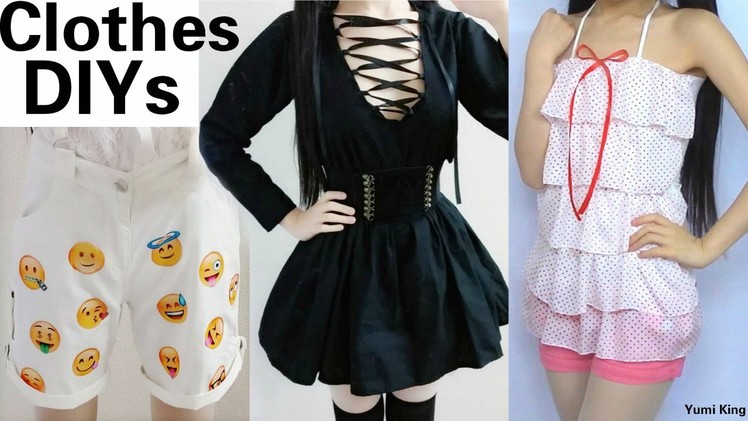 3 Easy Clothes DIYs: DIY Lace up Dress + DIY Chiffon Ruffle Top + DIY Emoji Shorts