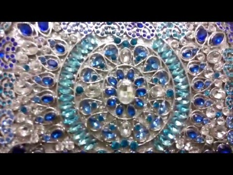 DIY Beaded Blue Box Clutch Bag Wholesale Swarovski Crystal Evening Bag Purse