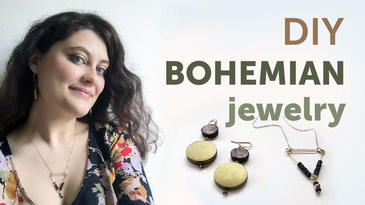 DIY Bohemian Jewelry | Wood Earrings & Wire Triangle Necklace Tutorial
