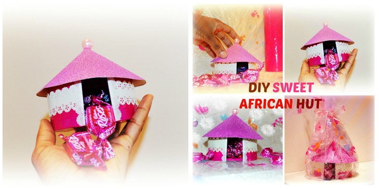Diy Crafts : How to make a gift cardboard box African sweet hut, easy project.