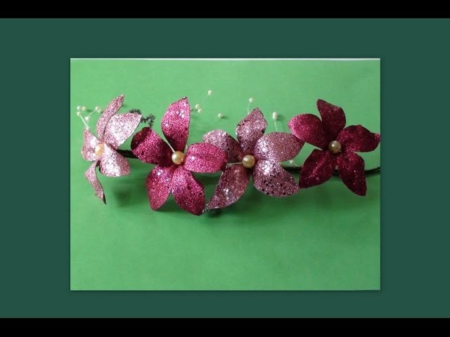 Diy Handmade flowers with glitter rexin